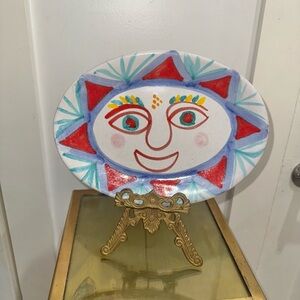 Mid Century 60's Desimone Italy Sunshine Happy Face Large Platter Wall Decor